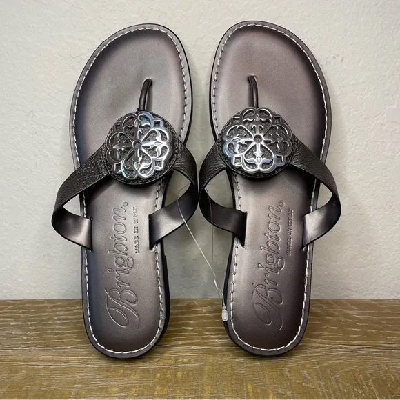 Brighton Alice Thong Sandals Pewter Color Size